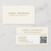 金ゴールドホワイトミニマルQRコードプロフェッショナル 名刺 (正面/裏面)