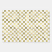 金ゴールドホワイトメタリック正方形パターン背景 ラッピングペーパーシート (正面2)