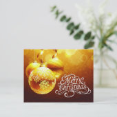 金ゴールドホワイトメリークリスマスオーナメント シーズンポストカード (スタンド正面)