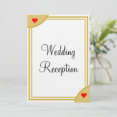 金ゴールドホワイトモノグラムウェディングレセプションハート 招待状 (スタンド正面)