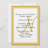 金ゴールドホワイトモノグラムウェディングレセプション赤いハート 招待状 (裏面)