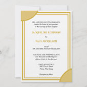 金ゴールドホワイトモノグラム幾何結婚図形 招待状 (正面)