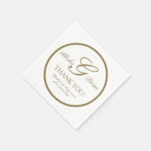 金ゴールドホワイトモノグラム結婚ズ | 紙ナプキン スタンダードカクテルナプキン (角)