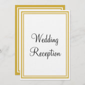 金ゴールドホワイトモノグラム結婚披露宴 招待状 (正面/裏面)