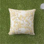 金ゴールドホワイトモーニンググローリーフラワー装飾用クッション アウトドアクッション (芝生)