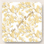 金ゴールドホワイトモーニンググローリーフラワー コースター (正面)