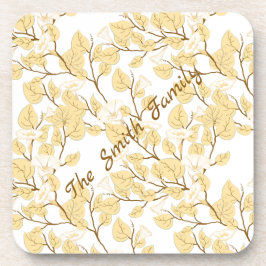 金ゴールドホワイトモーニンググローリーフラワー コースター