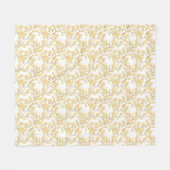 金ゴールドホワイトモーニンググローリーフラワー フリースブランケット (正面(横))