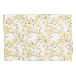 金ゴールドホワイトモーニンググローリーフラワー 枕カバー