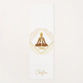 金ゴールドホワイトヨガポーズと名前をカスタムする ヨガマット (正面)