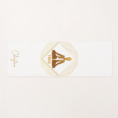 金ゴールドホワイトヨガポーズと名前をカスタムする ヨガマット (正面(横))