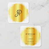 金ゴールドホワイトラグジュアリーモダンモノグラエレガントムテンプレート スクエア名刺 (正面/裏面)