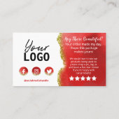 金ゴールドホワイトレッドグリッターアゲートありがとうご注文 名刺 (裏面)