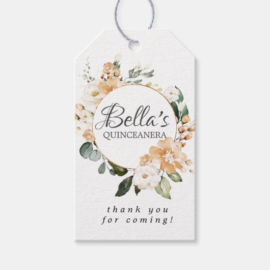 金ゴールドホワイトローズフローラキンセアニェラ賛成 ギフトタグ (正面)