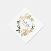 金ゴールドホワイトローズフローラパーソナライズされたキンセアニェラ スタンダードカクテルナプキン (角)