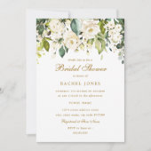 金ゴールドホワイトローズブライダルシャワー 招待状 (正面)