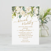 金ゴールドホワイトローズブランチアンドバブリーブライダルシャワー 招待状 (スタンド正面)