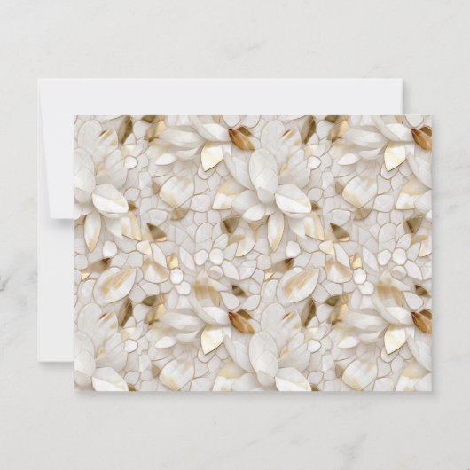 金ゴールドホワイトロータスフラワーウェディング日付を保存 セーブザデート (裏面)