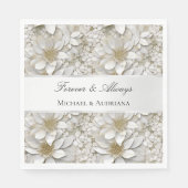 金ゴールドホワイトロータスフラワーズブライダルシャワー スタンダードランチョンナプキン (正面)