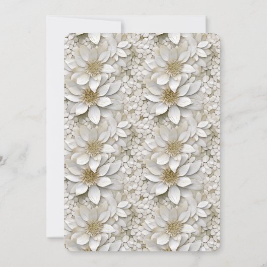 金ゴールドホワイトロータスフラワーズブライダルシャワー 招待状 (裏面)