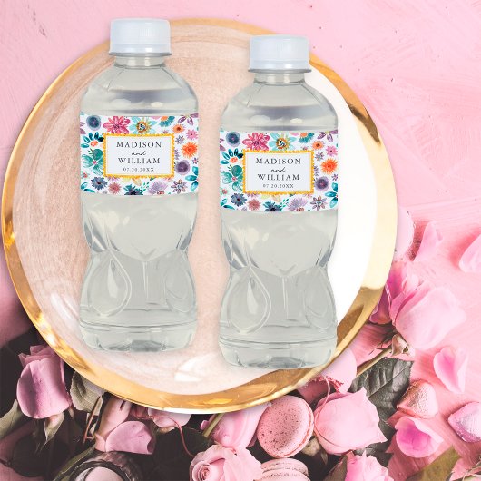 金ゴールドホワイトワイルドフラワーウォーター色春植物学 ペットボトルラベル