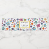 金ゴールドホワイトワイルドフラワーウォーター色春植物学 ペットボトルラベル (シングルラベル)