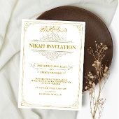 金ゴールドホワイトヴィンテージムスリム結婚ズニカ 招待状