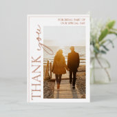 金ゴールドホワイト写真結婚のサンキューバラ 箔招待状 (立ち正面)