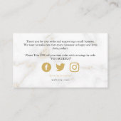 金ゴールドホワイト大理石効果ラグジュアリーお感謝してい客さま エンクロージャーカード (裏面)