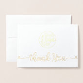 金ゴールドホワイト手書きハートお客様ありがとう 箔カード (封筒付き正面)