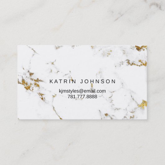 金ゴールドホワイト抽象芸術マーブルストーン花模様 名刺 (裏面)