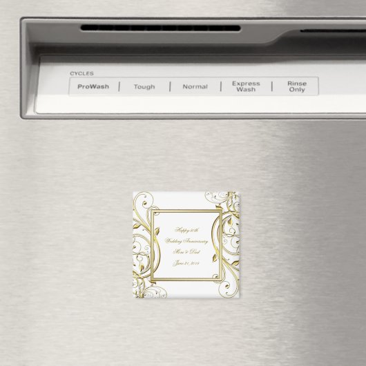 金ゴールドホワイト結婚50周年記念 マグネット (インサイチュ (食洗機))