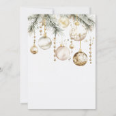 金ゴールドホワイト赤面オーナメントバウブルクリスマスパーティー 招待状 (裏面)