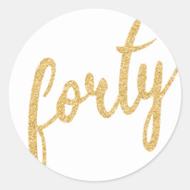 金ゴールドホワイト40誕生日パーティーグリッター"40" ラウンドシール