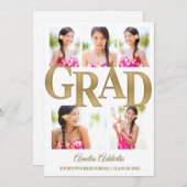 金ゴールドホワイト5フォトグラードパーティー 招待状 (正面/裏面)