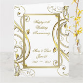 金ゴールドホワイト50周年記念8.5x11 カード (黄色い花)