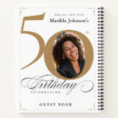 金ゴールドホワイト50誕生日スクリプトエレガントゲストブック ノートブック (裏面)