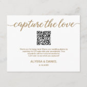 金ゴールドホワイトQRコー結婚ドの写真共有 エンクロージャーカード (裏面)