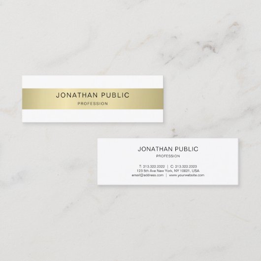 金ゴールドホワエレガントイモダンシンプルテンプレートシック スキニー名刺 (正面/裏面)