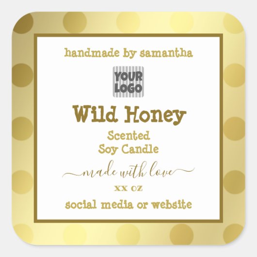 金ゴールドホワカスタムイト製品の包装ラベル スクエアシール (正面)