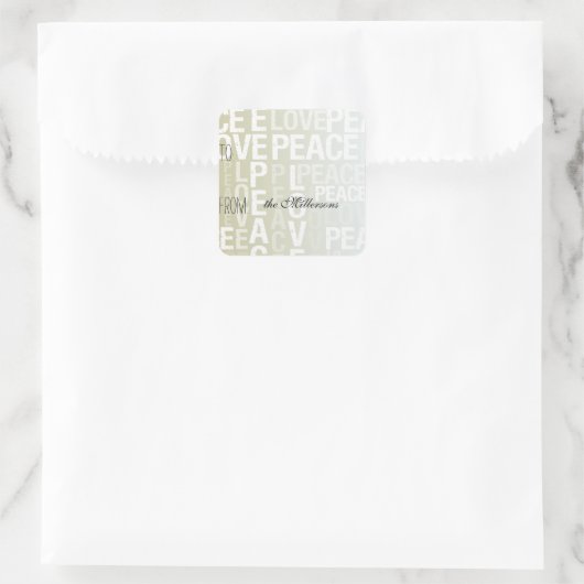 金ゴールドホワグラデーションイトピースギフトラベル スクエアシール (バッグ)