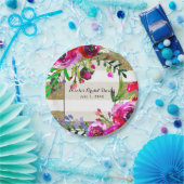 金ゴールドホワストライプイはっきりしたトグラムフローラブライダルシャワー ペーパープレート (パーティー)