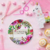 金ゴールドホワストライプイはっきりしたトグラムフローラブライダルシャワー ペーパープレート (パーティー)