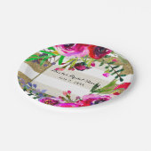 金ゴールドホワストライプイはっきりしたトグラムフローラブライダルシャワー ペーパープレート (アングル)