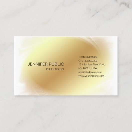 金ゴールドホワモダンイトグラマラスデザイントレンディープレーン 名刺 (正面)