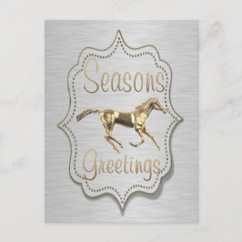 金ゴールドホースオンシルバーホリデイ シーズンポストカード