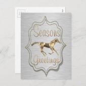 金ゴールドホースオンシルバーホリデイ シーズンポストカード (正面/裏面)