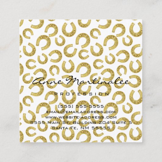 金ゴールドホースシューズグッドラックプロフェッショナル スクエア名刺 (裏面)