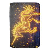 金ゴールドホースホーン妖精の夜の宇宙空 バスマット (正面縦)