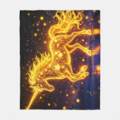 金ゴールドホースホーン妖精の夜の宇宙空 フリースブランケット (正面)
